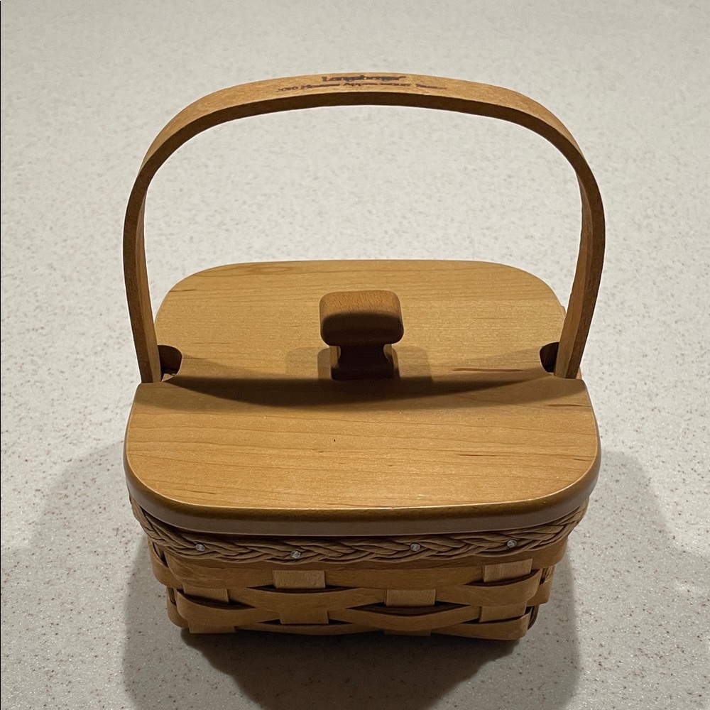 Longaberger Tan Basket with Handle and Lid